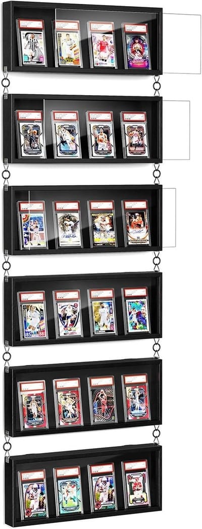 Verzamelkaarten display frame voor wandmontage, houten vitrine met transparante HD voor honkbalkaarten en kaartenstandaard, ideaal voor het tentoonstellen van je collectie