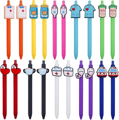 20 Stuks Retractable Pen voor Verpleegkundigen, Grappige Zwarte Inkt Pennen, Perfect Cadeau voor Medisch Personeel en Artsen