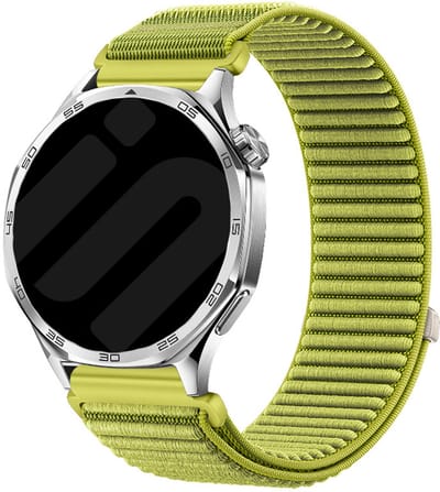 Strap-it Wave nylon bandje 20mm - Geschikt voor Samsung Galaxy Watch 7 / 6 / 5 / 4 (Pro / Classic) / 3 - 41mm / 42mm / Active 40 & 44mm / FE - Polar Ignite / Unite - Withings ScanWatch 2 - 42mm / Nova / Steel HR 40mm (veld groen)