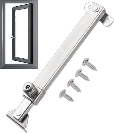 Roestvrij stalen behuizing venster Stay | zinklegering + roestvrij staal, 18,2x3,5x1,9cm / 7,17x1,38x0,75in, past glas 0,7-1,2cm | Window & Deur Opening Stop & Aluminum, Support | 1st