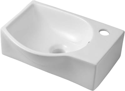 Wastafel Keramiek - Badkamer fontein - Ruimte Besparen - Compact Vierkant - 400 x 225 mm - Wit Glans