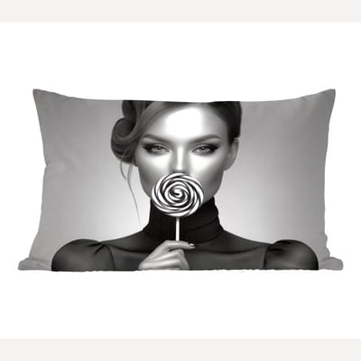 Sierkussens - Kussentjes Woonkamer - 50x30 cm - Vrouw - Lolly - Zwart