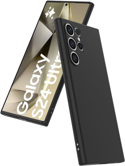 Smartphonica Telefoonhoesje Geschikt voor Samsung Galaxy S24 Ultra Siliconen met Zachte Beschermende Binnenkant - BackCover Case Soft Inside - Zwart geschikt voor Samsung Galaxy S24 Ultra