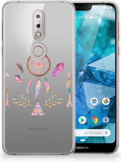 Back Cover voor Nokia 7.1 Telefoonhoesje met Naam Boho Dreamcatcher