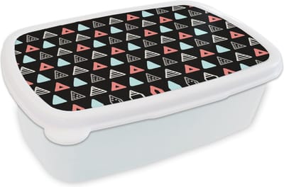 Broodtrommel Wit - Lunchbox - Brooddoos - Jongens - Design - Driehoek - 18x12x6 cm - Volwassenen