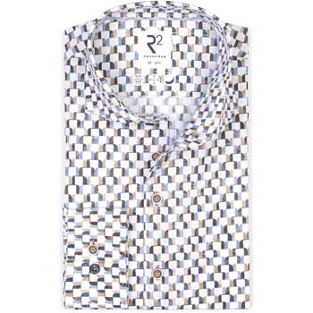 R2 Poplin Overhemd Extra Lange Mouwen Carseat-Print Multicolor - Maat 40 - Heren - Overhemden Formeel