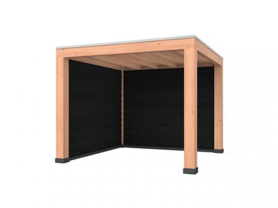 Douglas overkapping, 300 x 300, met achterwand en zijwand, Westwood Modern Basic zwart