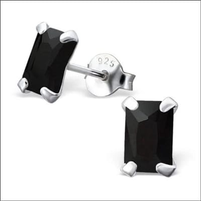 Aramat Jewels - Zirkonia oorbellen zilver - 6x4mm-Zwart-dames-meisje
