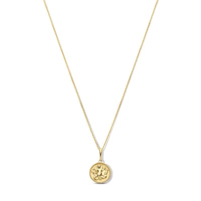 New Bling 9NBG-0294 Gouden Ketting met Sterrenbeeld - Maagd - 10 mm Doorsnee - Ankerschakel - 39 + 3 + 3 cm - 0,8 mm Dik - 14 Karaat - Goud