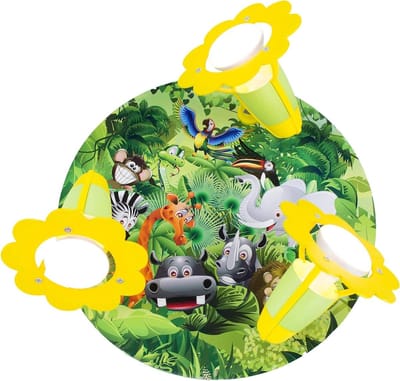 Kinderkamerlamp Dieren - Plafondlamp Jungle - Sfeervolle Verlichting - Handgemaakt van Hout - 29 x 29 x 19 cm - Groen