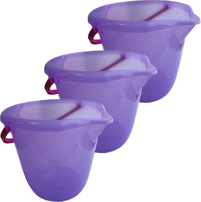 Hega Hogar Emmer - 3x stuks - paars - kunststof - met handvat - 10 liter - 28 x 26 cm