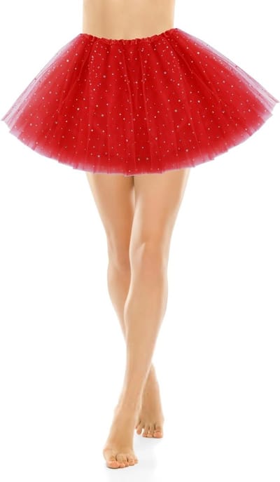 Dames Tüllen Rok met Pailletten Sterren in Grasgroen - 3-Laags Ballet Tutu voor Carnaval, Feest en Dansactiviteiten