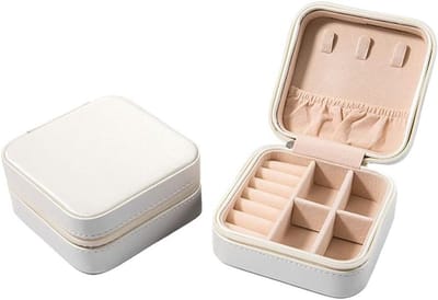 Sieraden Organizer - Juwelendoosje Opberger - Sieraden Opbergen - Draagbaar Reisontwerp - 10x10x4.5 cm - Wit