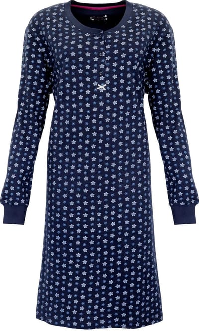 Tenderness Dames Nachthemd - Bloemendessin - Donker Blauw - Maat S