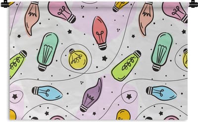 Wandkleed - Wanddoek - Pastel - Regenboog - Lamp - Patronen - 90x60 cm - Wandtapijt