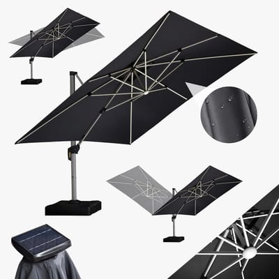 PURPLE LEAF Vierkant Parasol – 360° Draaibaar - Ingebouwde LED-verlichting – UV50+ - Windbestendig - Stijlvolle Zweefparasol