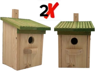 GARDEN SPIRIT 2x Vogelhuisje Boswachtershut Nestkast 12,5 x 13 x 27 cm