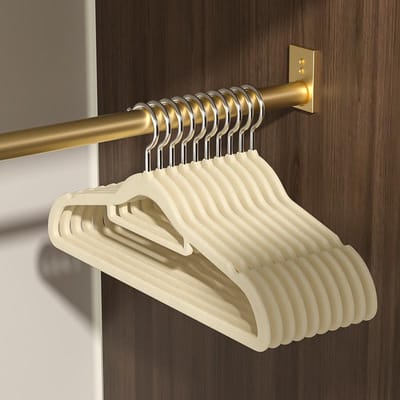 10 Stuks Fluweel Antislip Kledinghangers Spoorloze Gevlokte Rek Ruimtebesparende Kledinghangers Ruimtebesparende Kledinghanger Set kastorganizer wit