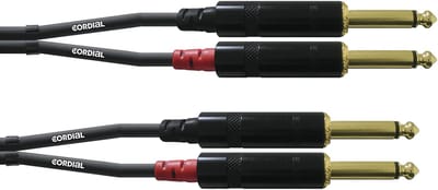 Cordial dubbel-jackkabel 0,3 m Rean stekker CFU 0.3 PP - Audio kabel