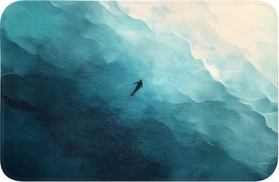 Badmat 60x40 cm - Antislip - Zee - Silhouet - Abstract - Blauw - Badmatten voor badkamer - Badkamermat - Douchemat - Badkamer mat