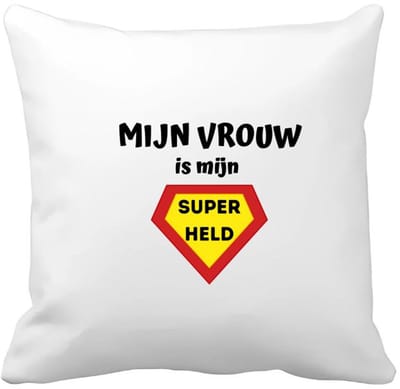 Akyol - mijn vrouw is mijn superheld Kussen hoes - Vriend/vriendin - super vrouw - valentijnsdag - verjaardag - cadeautje voor vriendin - kado - geschenk - 40 bij 40 cm