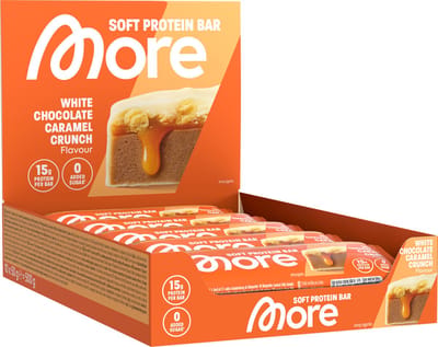 MORE NUTRITION Soft Protein Bar Proteine Repen, White Chocolate Caramel Crunch, 10 x 50 g - Het Ideale Tussendoortje met tot 16 g Proteïne per Reep