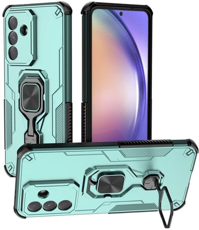 MobyDefend Hoesje - Geschikt voor Samsung Galaxy A57 - Dubbelgelaagde Pantsercase Met Standaard - Turquoise