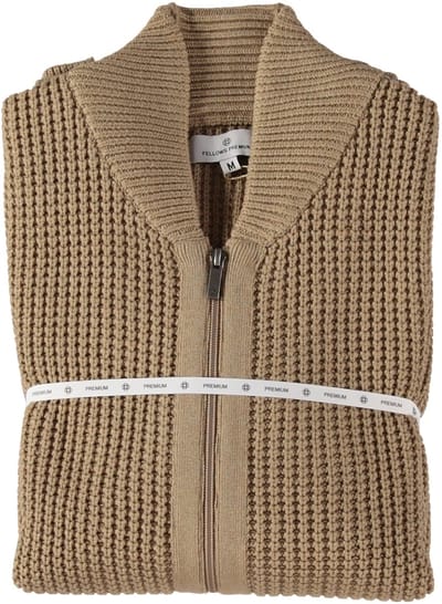 Fellows United Cardigan Premium Henly Collar Mid Brown (52.1152 - 145)
