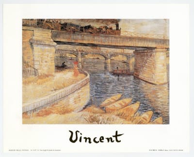Mini kunstposter - Bruggen over de Seine bij Asnières - Vincent van Gogh - 24x30 cm