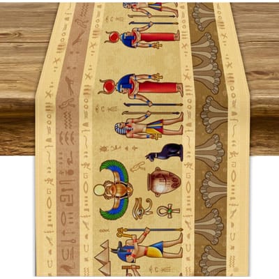 Oud Egyptische Linnen Tafel Runner Feest Decoratie Farao Traditioneel Antiek Hiërogliefen Keuken Eetkamertafel Runner Huis Decoratie 150x33cm