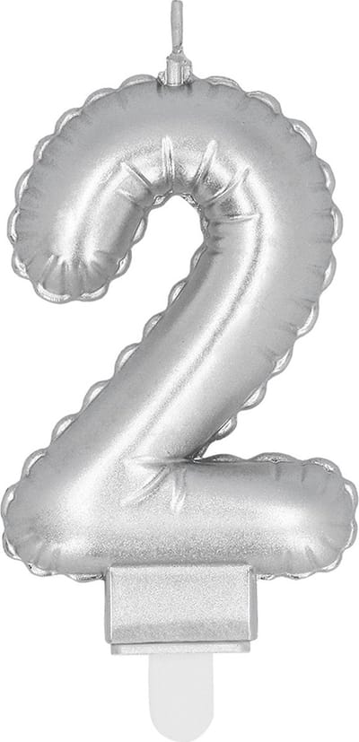 Boland - Kaarsje '2' zilver 2 Zilver - Geen thema - Verjaardag - Jubileum