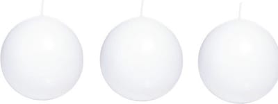 Trend Candles Bolkaars glad - 3x - wit - 8 cm - 25 branduren - ronde kaarsen