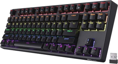 Compact Mechanisch Toetsenbord met RGB Verlichting en Draadloze Verbinding - 87 Tasten, Tactiele Bruine Schakelaars