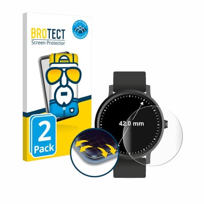 BROTECT - Screenprotector voor Ronde Displays (ø: 42 mm) - Folie Beschermfolie transparant volledig dekking - 2 Stuks
