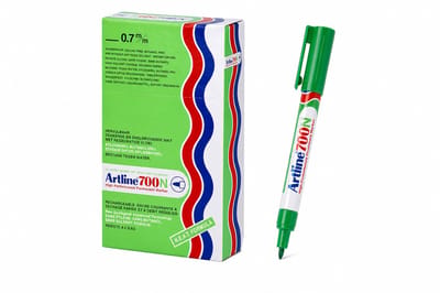 Artline 700 Permanent Marker - Doos 12 Stuks - Fijne Kogelpunt 0,7mm - Watervast & Wrijfvast - Hervulbaar - Groen