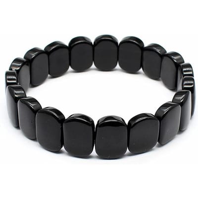 Bracelet Simple et Généreux en Pierre Naturelle Bracelet en Cristal Lisse Bracelet de Main en Poudre de Cristal avec Pierre Allongée black