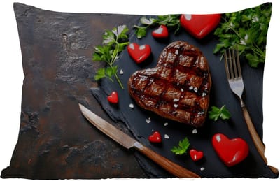 Buitenkussens - Tuin - Steak - Hart - Bestek - 50x30 cm