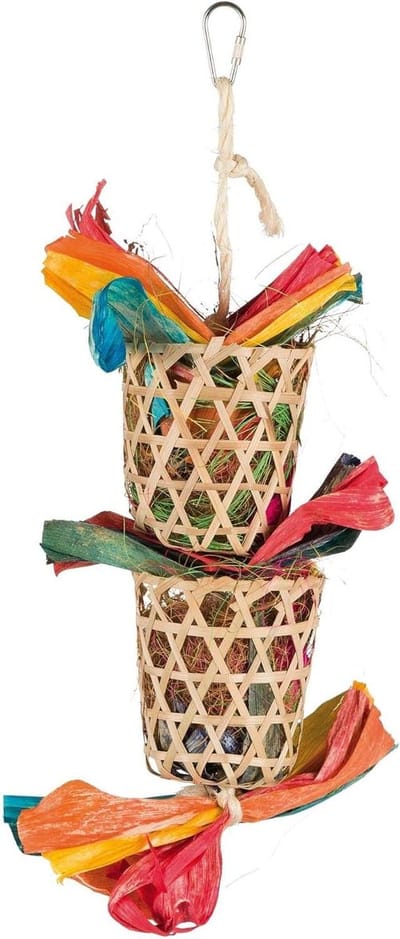 Vogelspeelgoed Nest - Natuurlijk Speelgoed - Vogels Vermaken - Gevuld Met Nestmateriaal - 35 cm - Multicolor