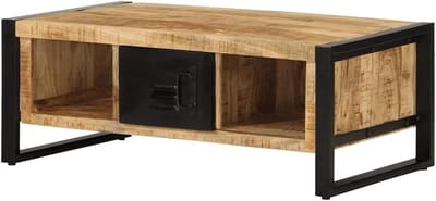 Salontafel - Bijzettafel Woonkamer - Koffie Moment - Massief Ruw Hout - 90x50x36 cm - Bruin