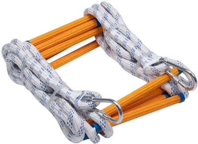 Vluchtladder, 5 meter touw, brandladder, touwladder, vluchtladder balkon, incl. 2 karabijnhaken, tot 200KG, EN-892 goedgekeurd, met opbergtas