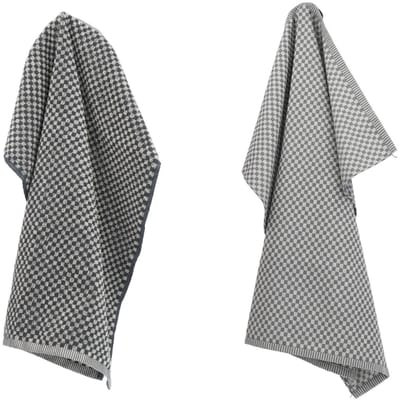 Luxe Keukendoek en Theedoek Kleine Ruit Antraciet - Bunzlau Castle - 100% biologisch katoen - Keukendoek 60x53cm en Theedoek 65x65cm