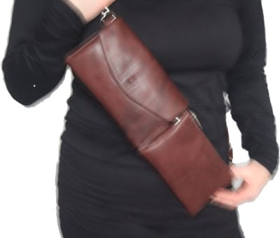 Oi donker bruin gemêleerd Schoudertasje / damestas zacht leder / bruine crossbody bag / tasje om schuin te dragen / 2-manieren tasje soft leder / bruin leer / 472brown
