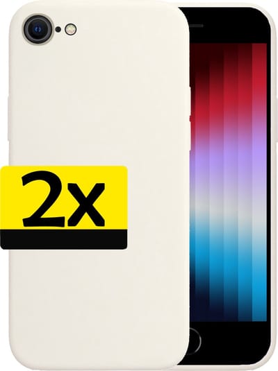 Hoesje - 2 Stuks - Geschikt voor Apple iPhone SE (2022) - Sterk & Shockproof - Case Siliconen - Back Cover - Telefoon Hoes - Telefoonhoesjes - Wit