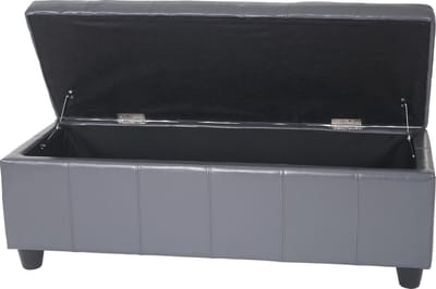 Opbergkist bank Kriens, leer + kunstleer, 112x45x45cm MVG-gecertificeerd ~ grijs