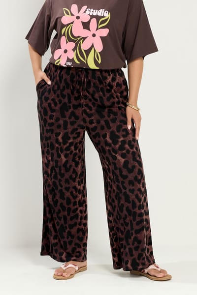 Yours Bruine Broek Met Luipaardprint Size Regular > 42