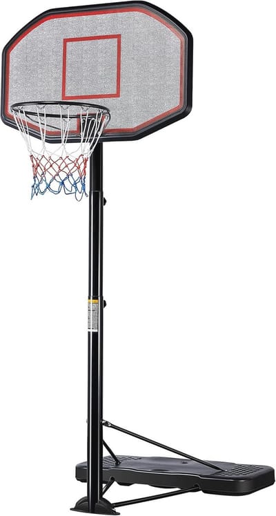 Basketbalpaal voor Buiten - Basketbalring met Standaard - Basketbalpaal voor Kinderen - Basketbalpaal Verstelbaar - 218 tot 306 cm - Rood