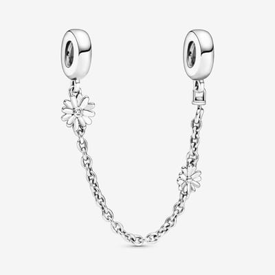 Fler® | Bedel | Past op populaire bedel armbanden (standaard-3mm) | armbandbedel | Veiligheidsketting Madeliefjes | Charmstopper | Anker schakel | Bloemen | 925 Sterling Zilver | Zirkonia | Kerstcadeau | Sinterklaas Cadeau | Valentijn kado