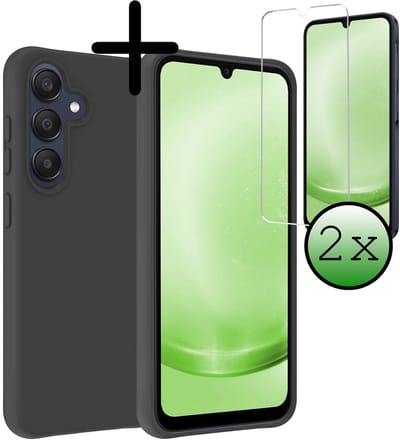 Hoesje Met 2x Screenprotector - Geschikt voor Samsung Galaxy A26 - Sterk & Shockproof - Back Cover - Siliconen Case - Telefoon Hoes - Zwart