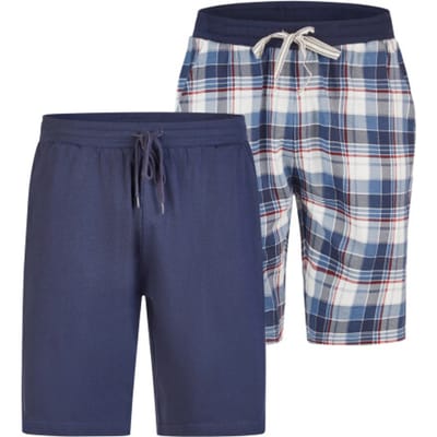 Phil & Co Heren Korte Pyjamabroek Geruit/Effen 2-Pack - Maat M