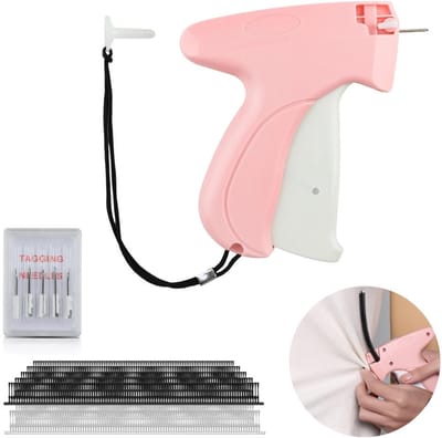 Textieltang Set van 1000 pins en 5 naalden - Kleding Label Pistool - Textielpistool Starterset - Aanschiettang - Snelle Kledingfixer - Speedy Clothing Fixer - Ridderspoortang - Prijstangen - stitchy DIY - Labelmaker - LableMaker - Roze